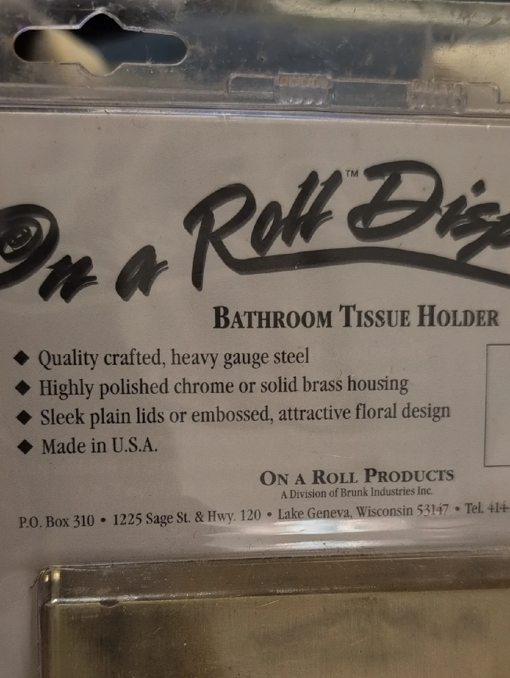 Rare vintage Solid Brass metal engraved gold floral toilet paper Holder NIP
